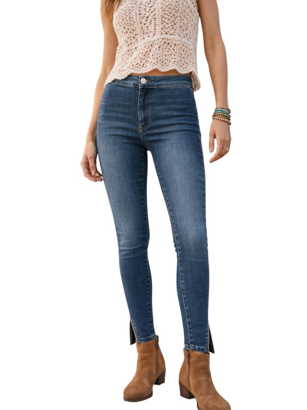 We The Free Twig 27 Skinny Jeans Ankle Slit Stretch Denim